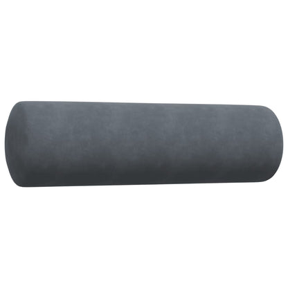 2 pcs conjunto sofás com almofadões e rolos veludo cinza-escuro