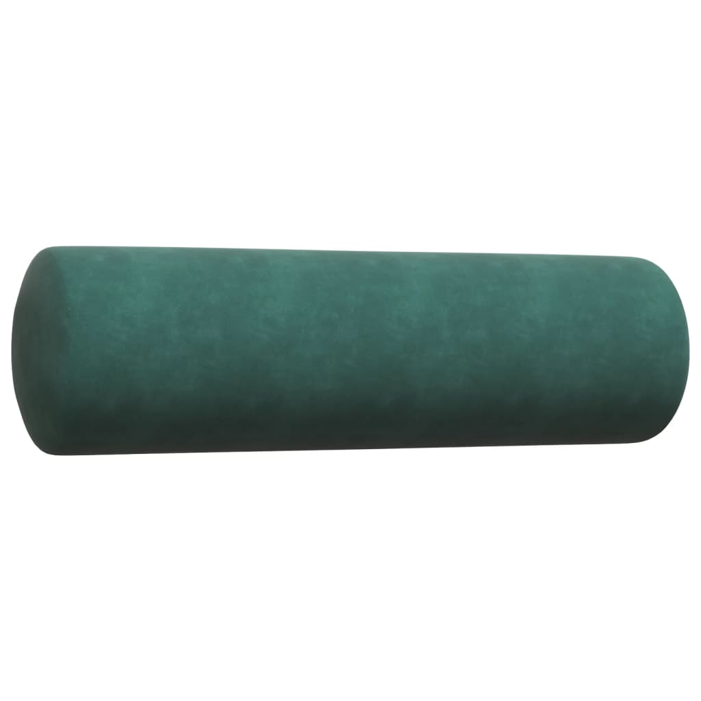 2 pcs conjunto sofás com almofadões e rolos veludo verde-escuro