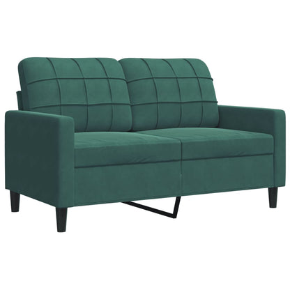 3 pcs conjunto sofás com almofadões e rolos veludo verde-escuro