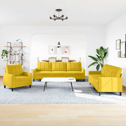 3 pcs conjunto de sofás com almofadões veludo amarelo