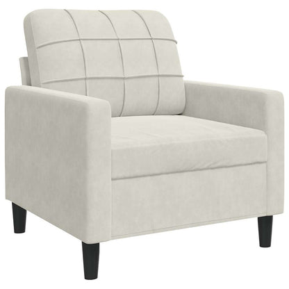 3 pcs conjunto de sofás com almofadões veludo cor creme