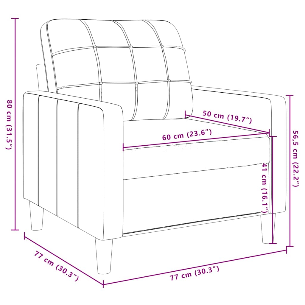 3 pcs conjunto de sofás com almofadões veludo cor creme
