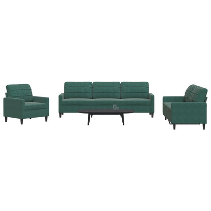 4 pcs conjunto de sofás com almofadões veludo verde-escuro