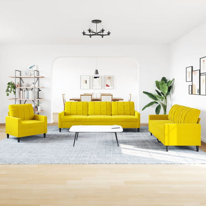 4 pcs conjunto de sofás com almofadões veludo amarelo