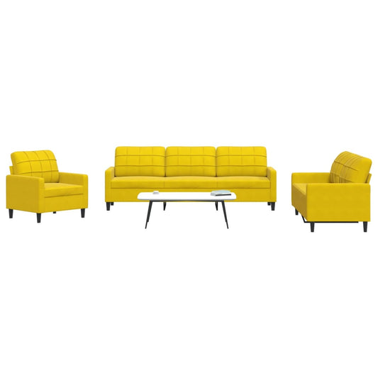 4 pcs conjunto de sofás com almofadões veludo amarelo