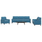 4 pcs conjunto de sofás com almofadões veludo azul