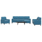 4 pcs conjunto de sofás com almofadões e rolos veludo azul