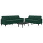 2 pcs conjunto de sofás com almofadões veludo verde-escuro