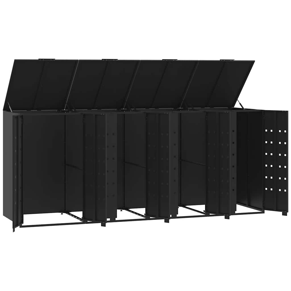 Abrigo para 4 caixotes do lixo 276x79x117 cm aço preto