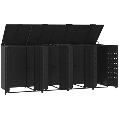 Abrigo para 4 caixotes do lixo 276x79x117 cm aço preto