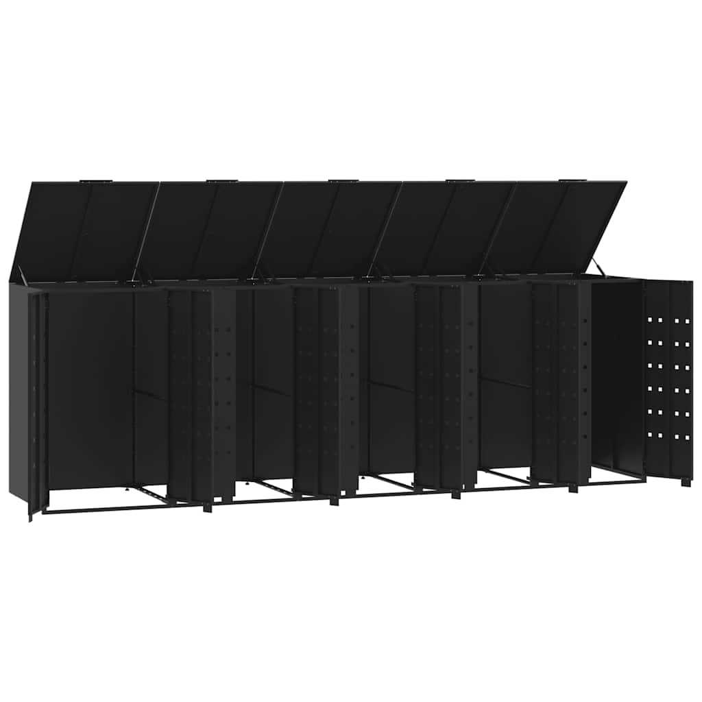 Abrigo para 5 caixotes do lixo 345x79x117 cm aço preto