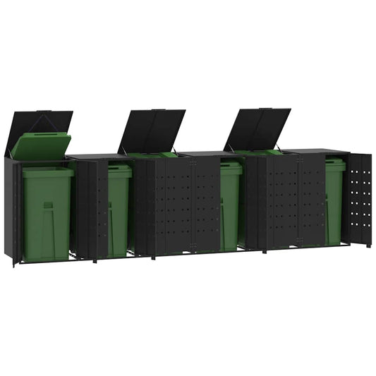 Abrigo para 6 caixotes do lixo 414x79x117 cm aço preto