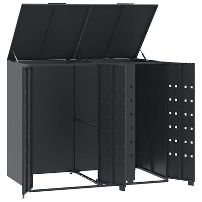 Abrigo para 2 caixotes do lixo 138x79x117 cm aço antracite