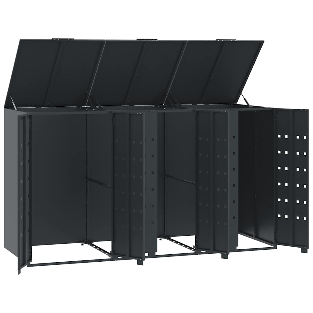 Abrigo para 3 caixotes do lixo 207x79x117 cm aço antracite