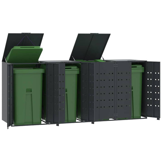 Abrigo para 4 caixotes do lixo 276x79x117 cm aço antracite