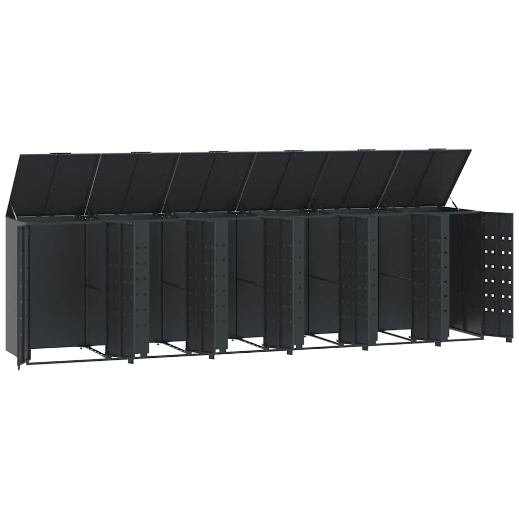 Abrigo para 6 caixotes do lixo 414x79x117 cm aço antracite