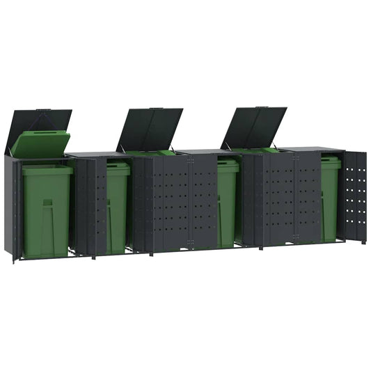 Abrigo para 6 caixotes do lixo 414x79x117 cm aço antracite