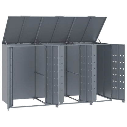 Abrigo para 3 caixotes do lixo 207x79x117 cm aço cinzento