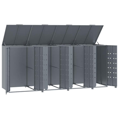 Abrigo para 4 caixotes do lixo 276x79x117 cm aço cinzento