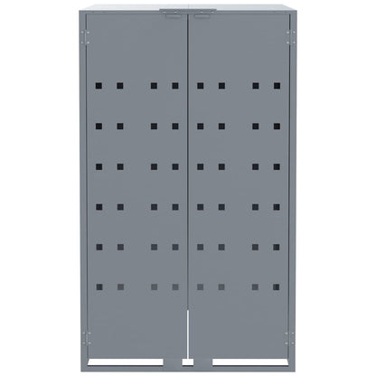 Abrigo para 5 caixotes do lixo 345x79x117 cm aço cinzento
