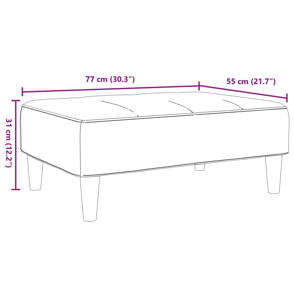 Apoio de pés 77x55x31 cm tecido preto