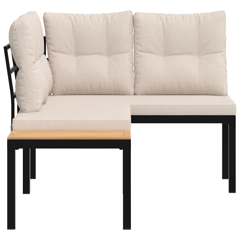 Bancos de jardim com almofadões 2 pcs aço revestido a pó preto