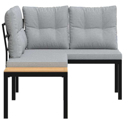 Bancos de jardim com almofadões 2 pcs aço revestido a pó preto