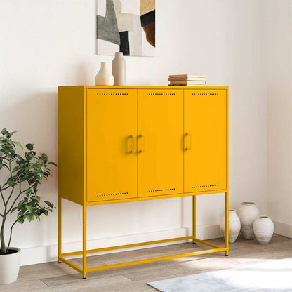 Aparador alto 100,5x39x107 cm aço amarelo mostarda