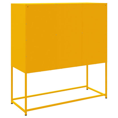 Aparador alto 100,5x39x107 cm aço amarelo mostarda