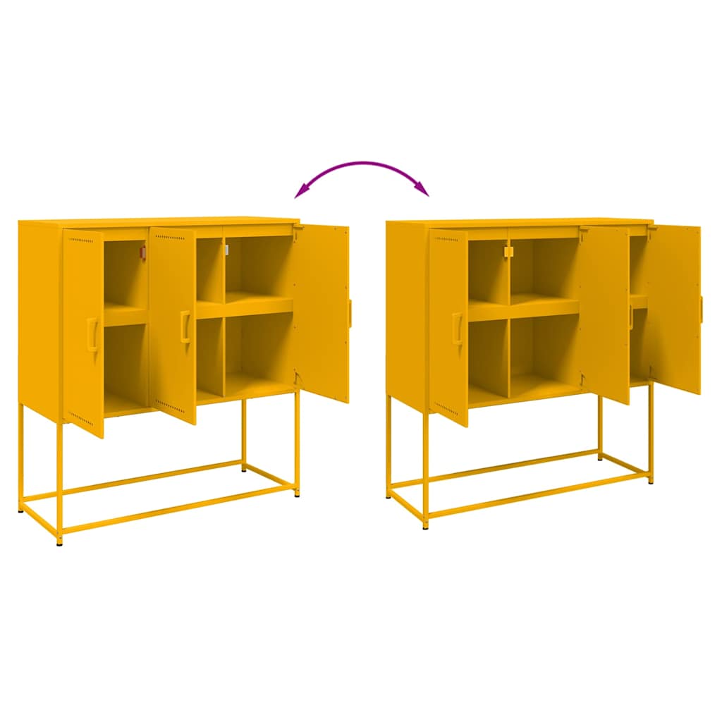 Aparador alto 100,5x39x107 cm aço amarelo mostarda
