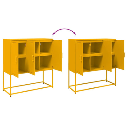 Aparador alto 100,5x39x107 cm aço amarelo mostarda