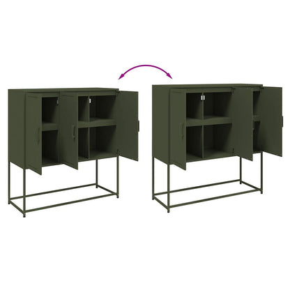 Aparador alto 100,5x39x107 cm aço verde azeitona