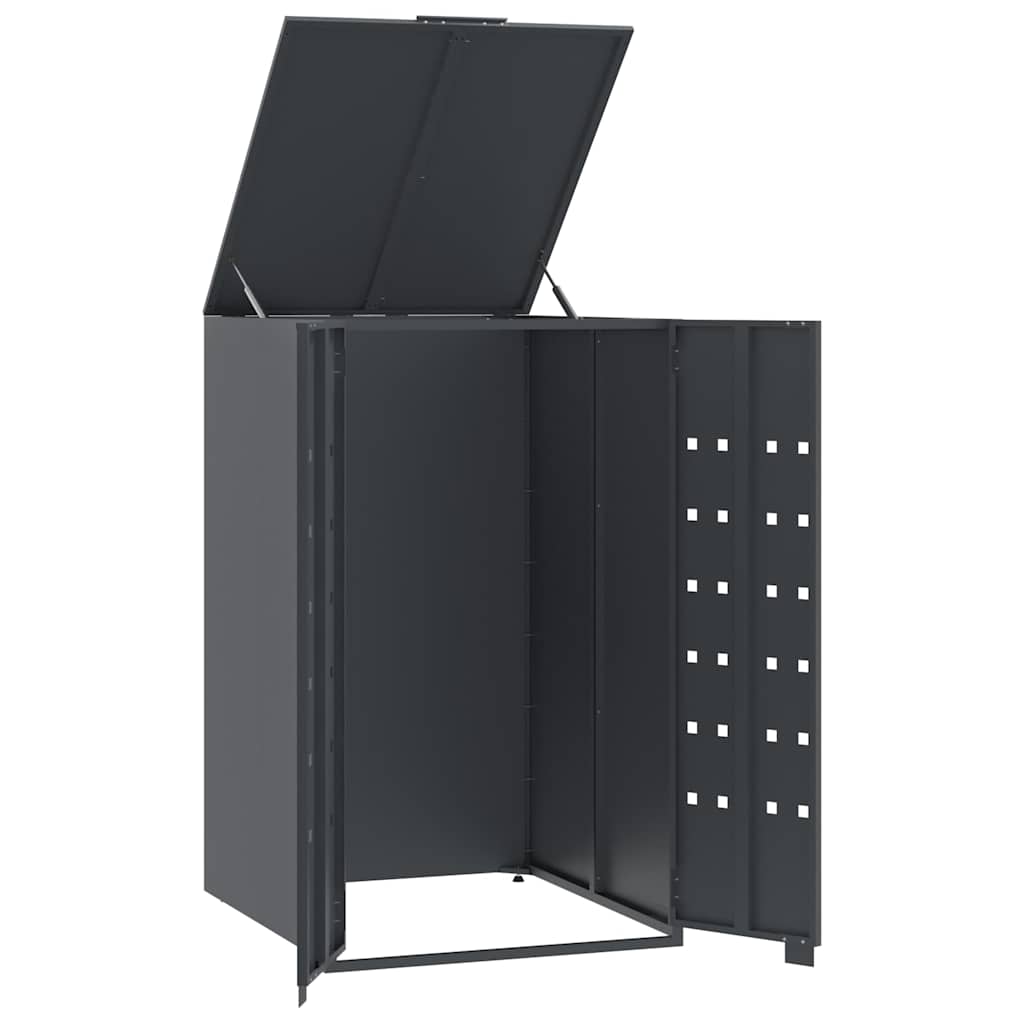 Armazenamento de lixeira com rodas para lixeira individual antracite 69x79x117 cm aço