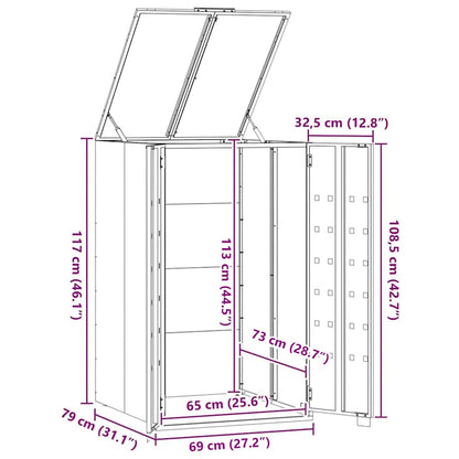 Armazenamento de lixeira com rodas para lixeira individual antracite 69x79x117 cm aço