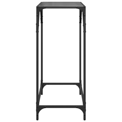 Mesa consola com tampo em vidro preto 60x35x81 cm aço