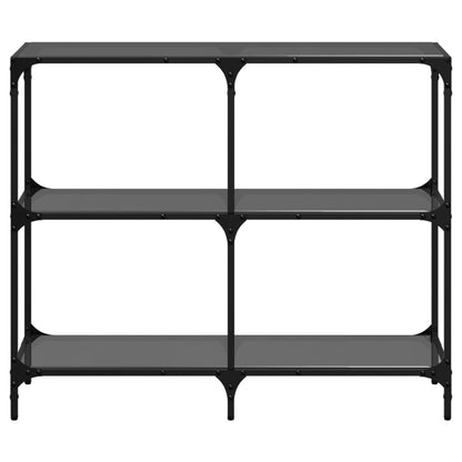 Mesa consola com tampo em vidro preto 98x30x81 cm aço