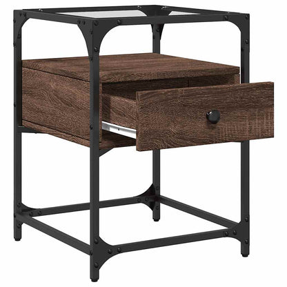 Mesa de cabeceira 40x40x55 cm deriv. madeira carvalho castanho