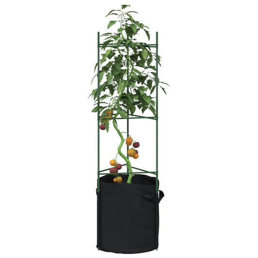 Suportes para tomateiros com sacos 4 pcs 116 cm aço e PP