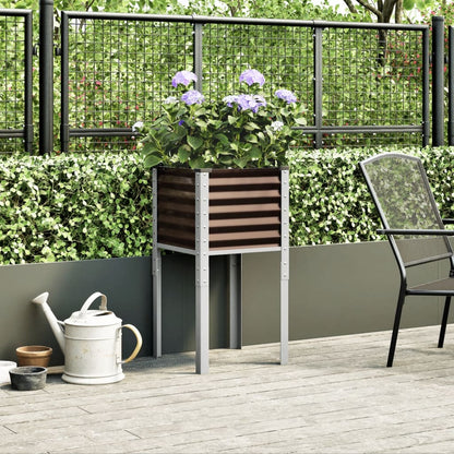 Vaso de jardim marrom 45x45x88 cm aço