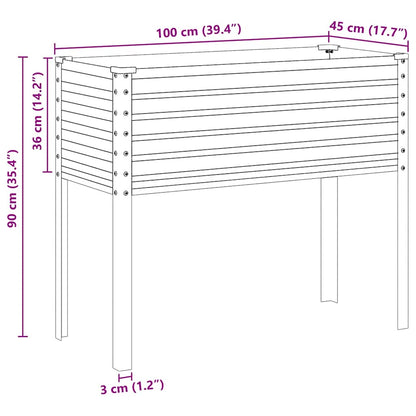 Vaso de jardim marrom 100x45x90 cm aço