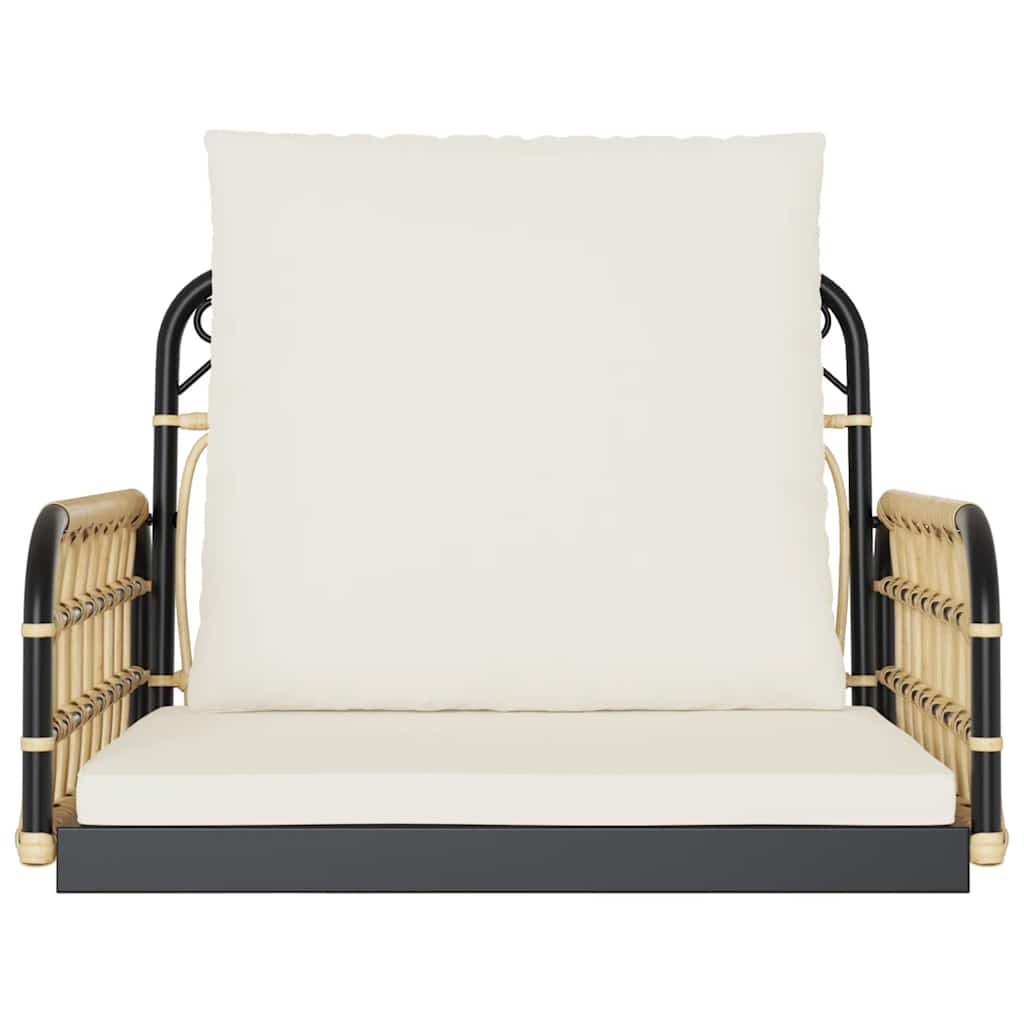 Cadeira de baloiço com almofadões 63x58x39 cm vime PE e aço