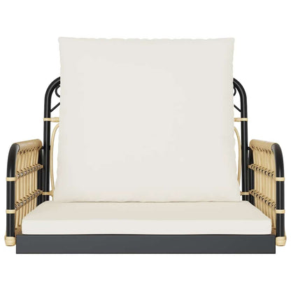 Cadeira de baloiço com almofadões 63x58x39 cm vime PE e aço