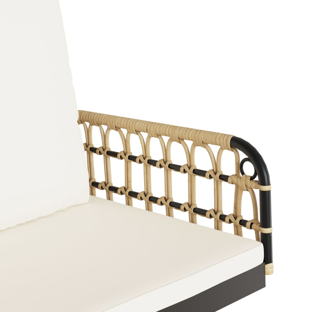 Banco de baloiço com almofadões 105x58x38 cm vime PE e aço