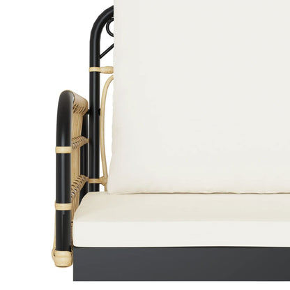 Banco de baloiço com almofadões 105x58x38 cm vime PE e aço