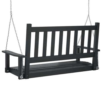 Banco de baloiço com correntes de metal abeto maciço preto