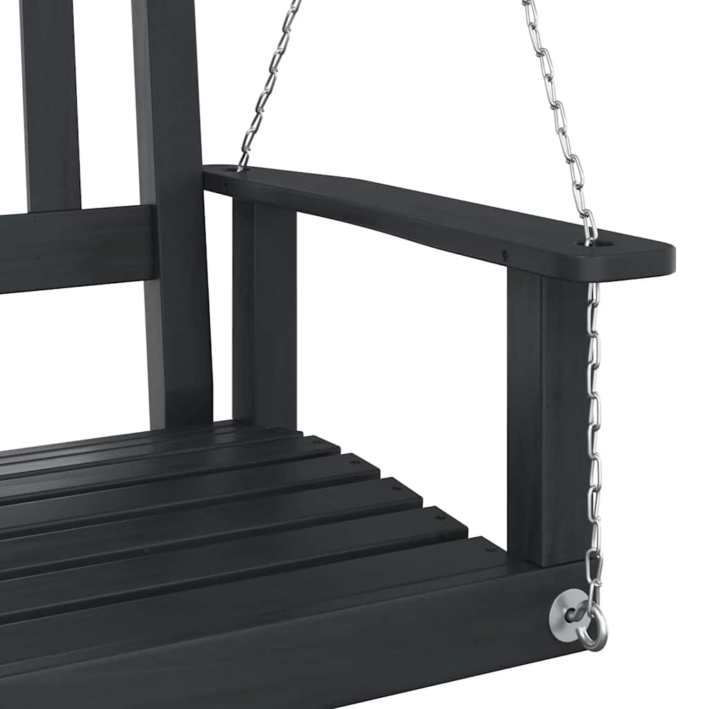 Banco de baloiço com correntes de metal abeto maciço preto