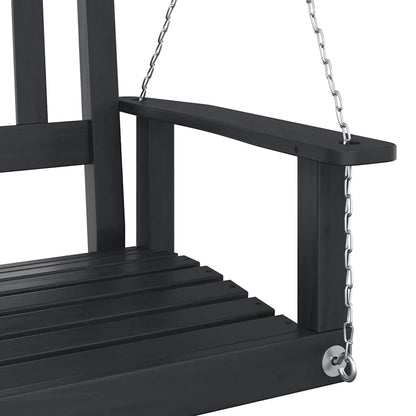 Banco de baloiço com correntes de metal abeto maciço preto