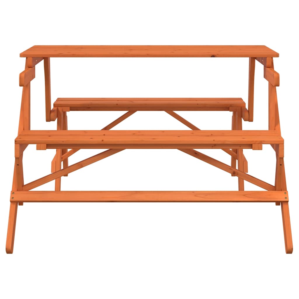 Mesa de piquenique c/ bancos 2-em-1 conversível abeto maciço