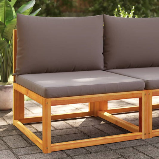 Sofá de jardim vidaXL sem braços com almofadas em madeira de acácia e corda