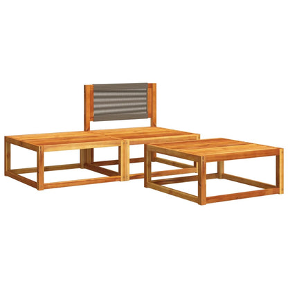 Conjunto de sofás de jardim vidaXL de 3 peças com almofadas de madeira de acácia e corda
